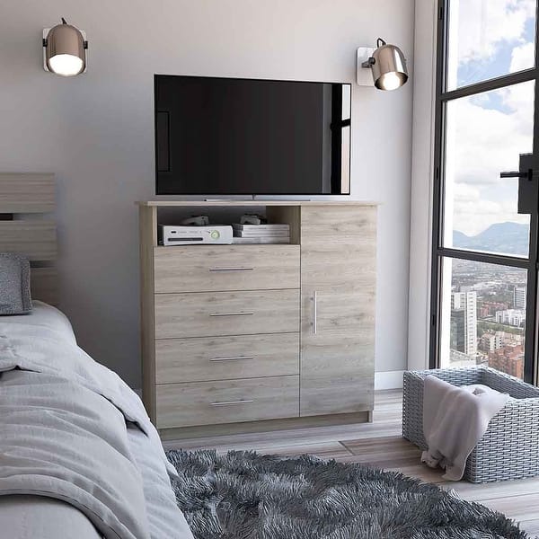 4 Drawer Dresser, Single Door Cabinet, One Open Shelf, Superior Top - Bed  Bath & Beyond - 40732610
