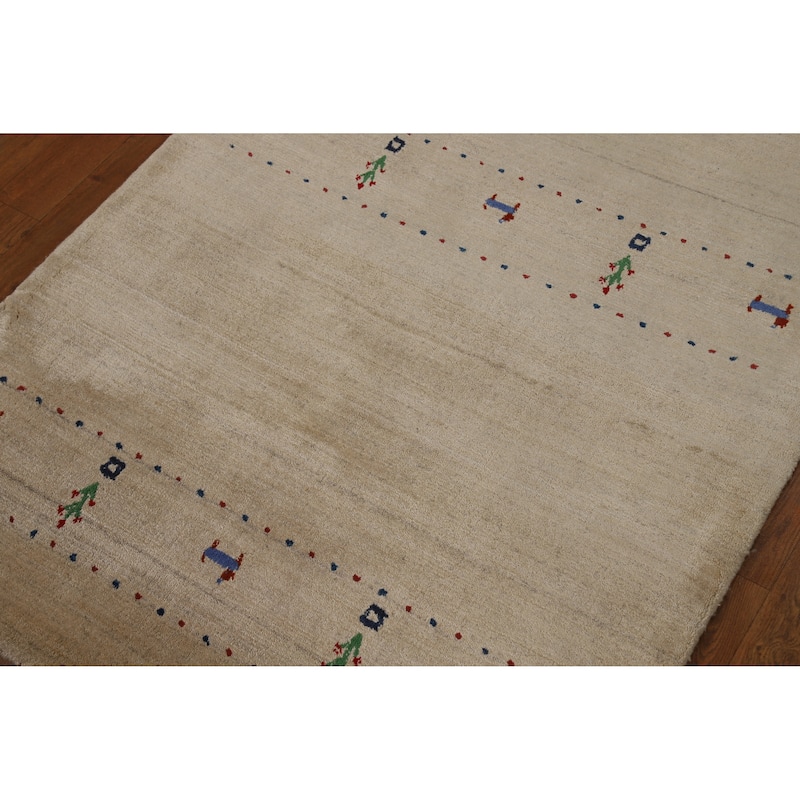 Tribal Gabbeh Indian Foyer Rug Handmade Oriental Silk Carpet - 3'0"x 4'10"