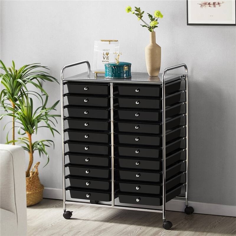 Yaheetech 20 Drawer Storage Cart Bin Organizer with Lockable Wheels