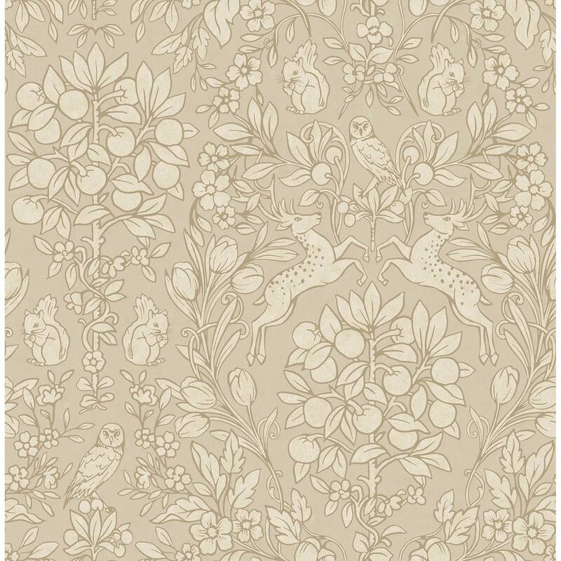 Brewster Richmond Taupe Floral Wallpaper
