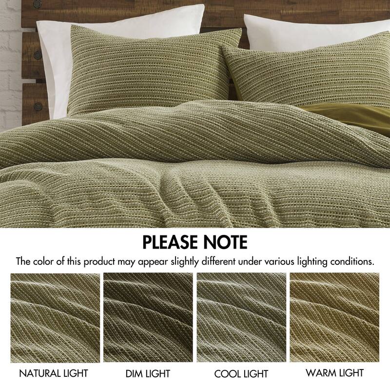 3PCS King/Cal King Waffle Washed Duvet Set