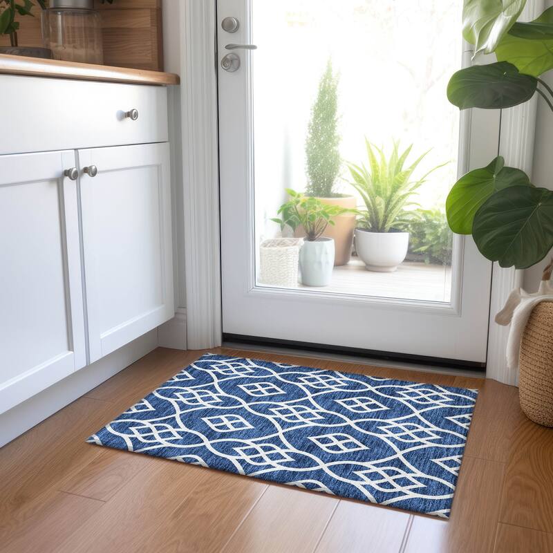 Machine Washable Indoor/ Outdoor Chantille Trellis Modern Rug