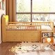 preview thumbnail 8 of 12, Low Loft Bed with LED Lights, Wooden Twin Loft Bed with House Shape Headboard, Kids Loft Bed with Storage Drawers Natural