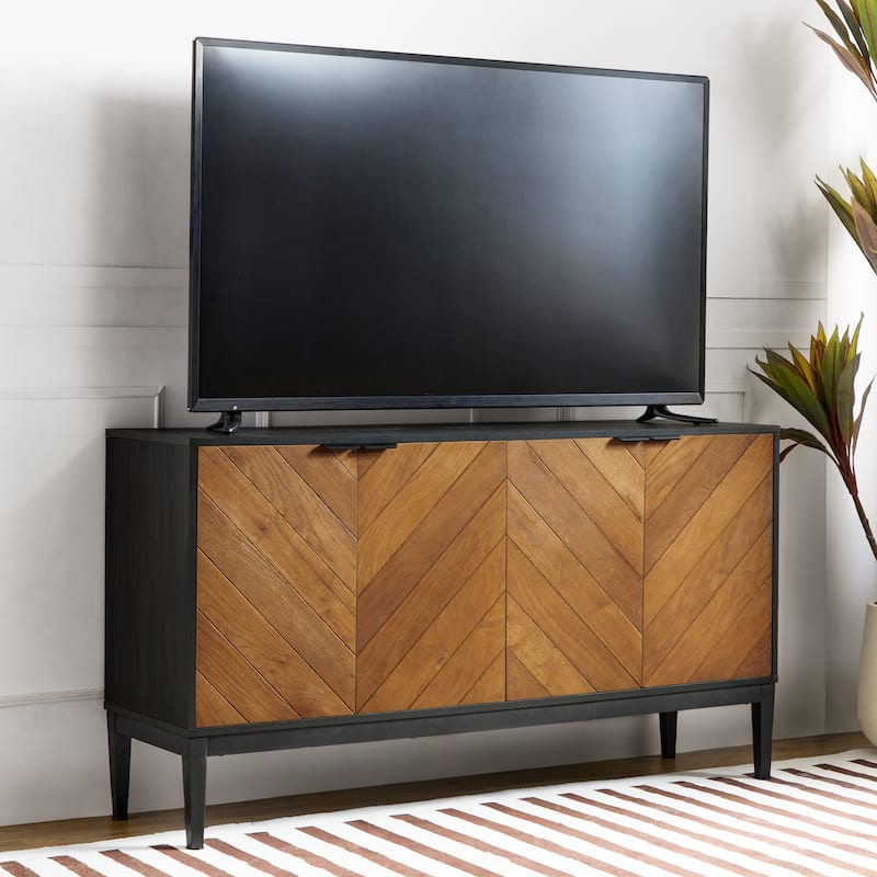 Senin Modern Herringbone TV Stand with Adjustable Shelves by HULALA HOME - 55 inches