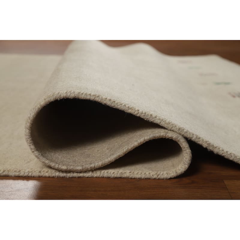 Hand Knotted Oriental 100% Wool Carpet Tribal Tribal Beige & Ivories Gabbeh Area Rug - 7' 4'' X 5' 2''