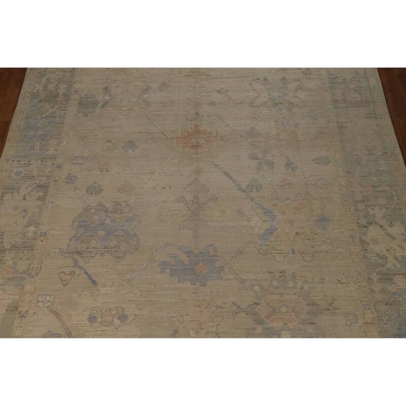 Floral Vegetable Dye Oushak Turkish Ug Handmade Wool Carpet - 8'10"x 12'0"