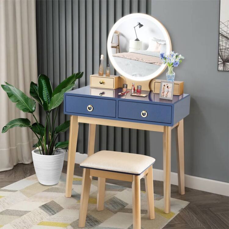 Set 3 Makeup Vanity Table Color Lighting Jewelry Divider Dressing Table - 52.5" x 31.5" x 16" (L x W x H)