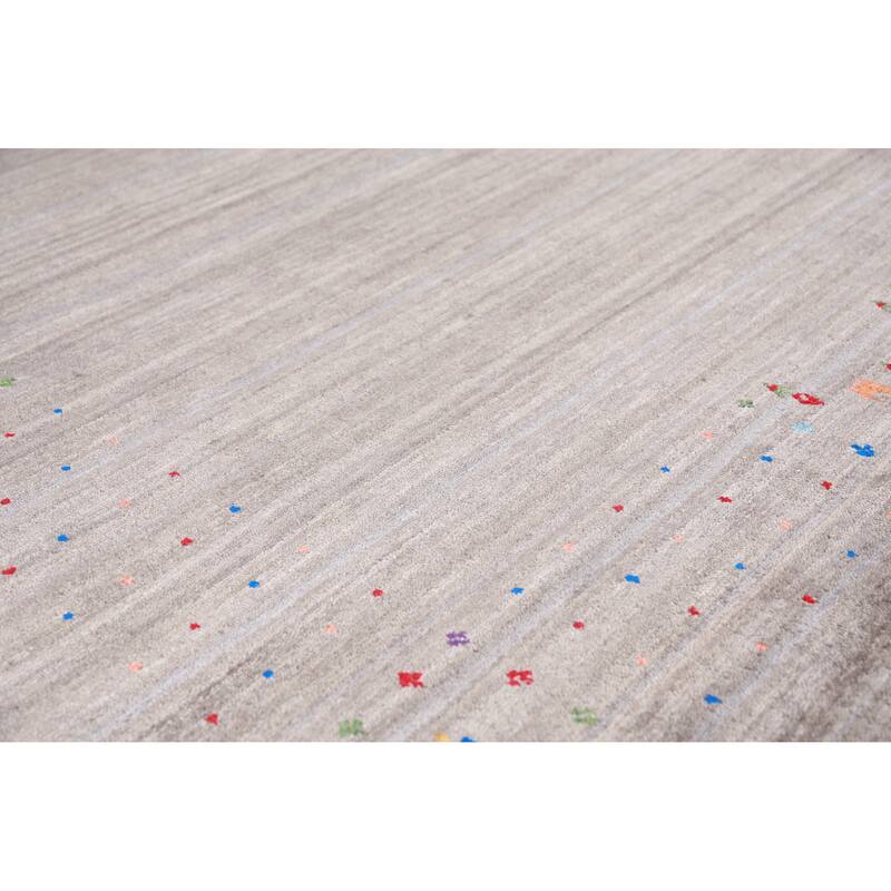 Striped Gabbeh Indian Area Rug Handmade Tribal Wool Carpet - 8'10" x 11'6"