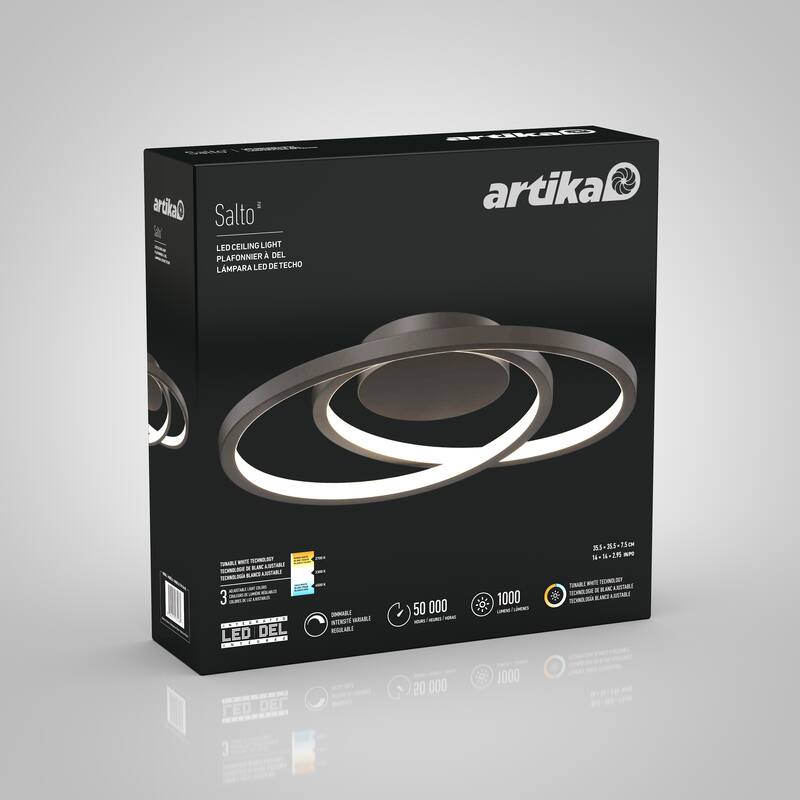 Artika Salto Flushmount Ceiling Light, Black