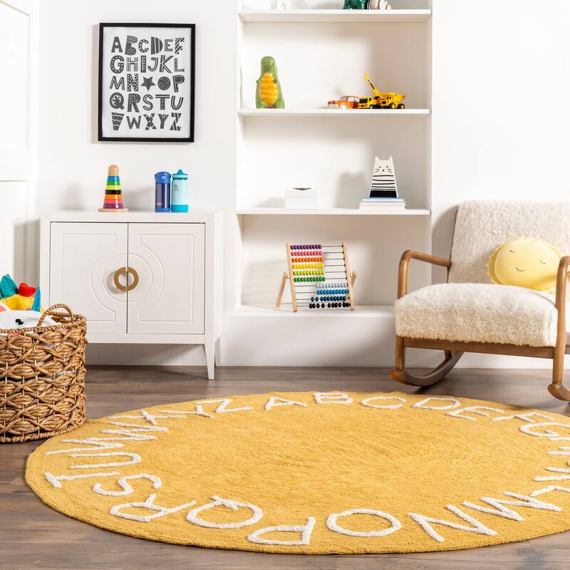 Nuloom Alphabet SpinClean Washable Round Rug