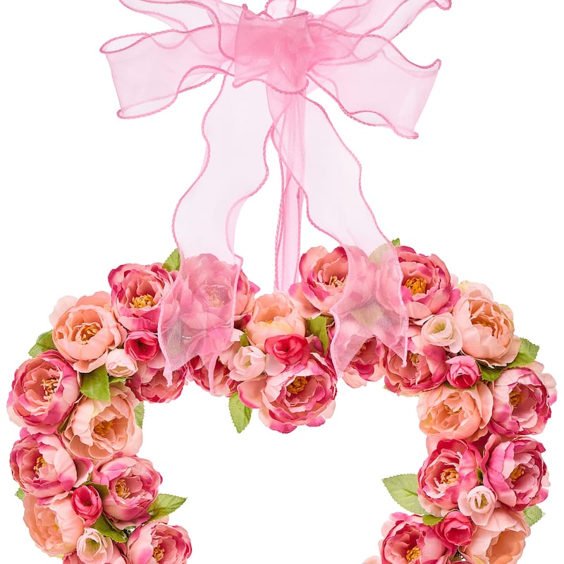 14" Garden Rose Heart Wreath