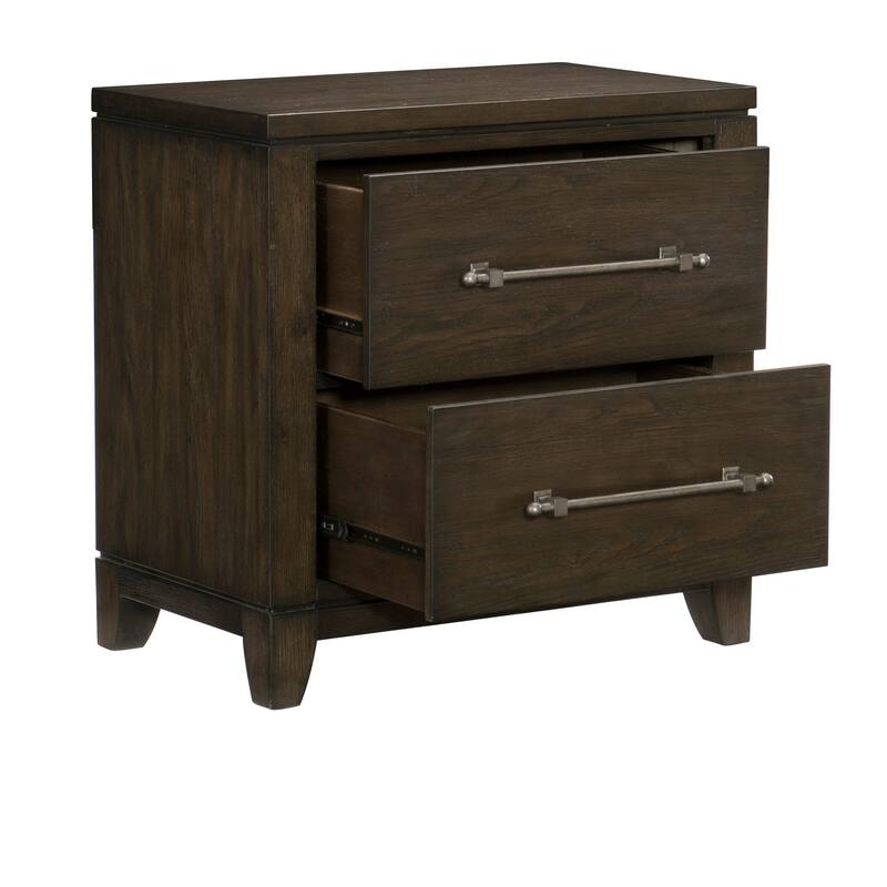Modern Contemporary Dark Brown 3pc Bedroom Bed and Two Nightstands Set