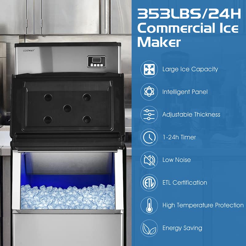Costway Split Commercial Ice Maker 353LBS/24H Ice Machine w/ 198 LBS - See Details