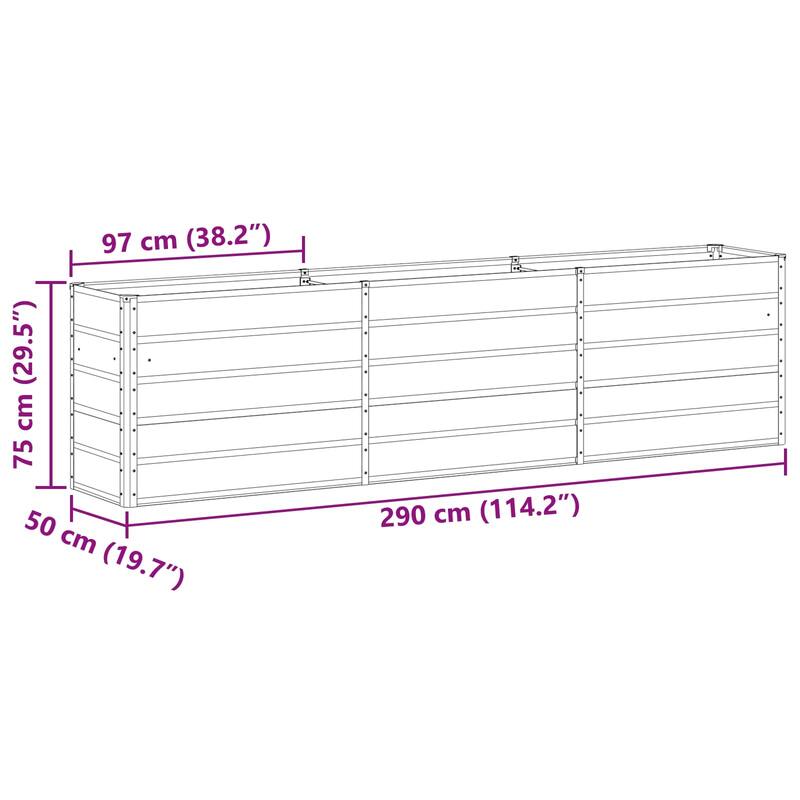 vidaXL Planter in Galvanised Steel - 39.37 x 19.69 x 17.72
