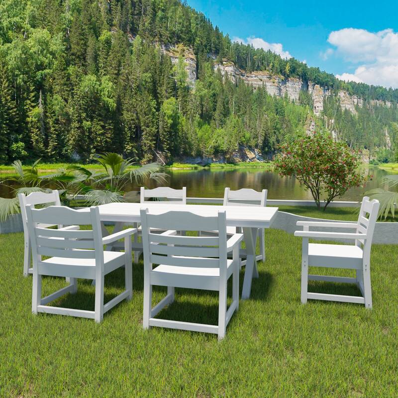 Farmhouse Dining Chair with Armrest Set of 2, Patio Bar Stools, Outdoor Furniture Slat Back Solid Wood Seat Chairs