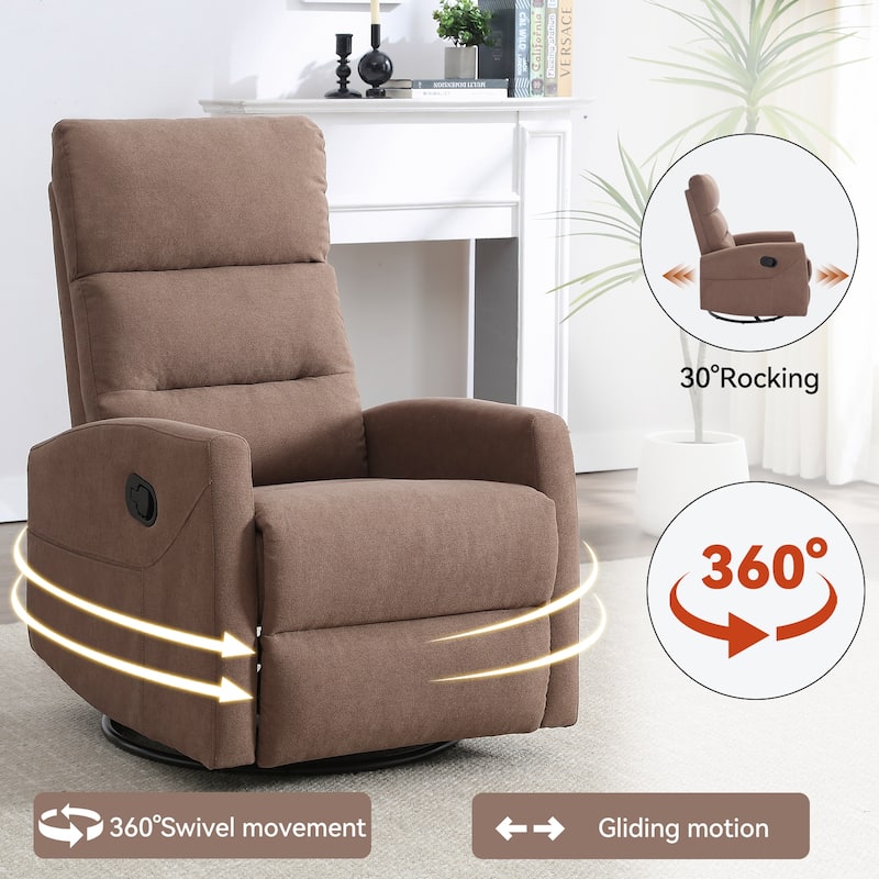360° Swivel Rocking Recliner Chair in Polyester for Living Room