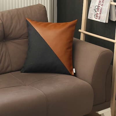 Boho-Chic Decorative Vegan Faux Leather Pillow Cover & Insert