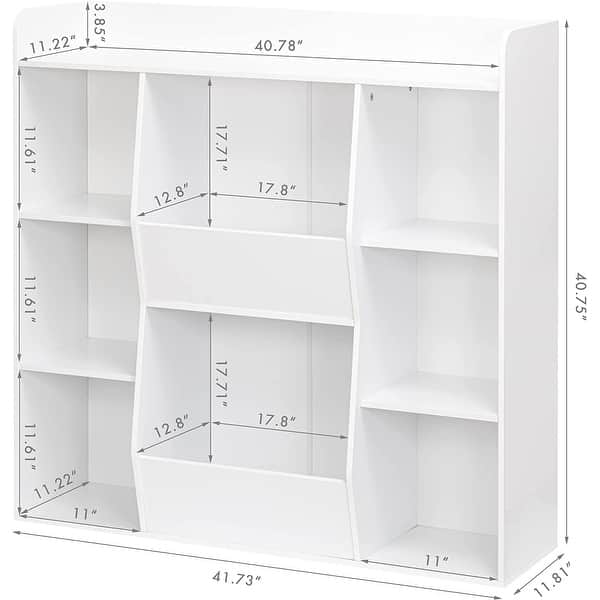 UTEX Kids Toy Storage and Bookshelf , Multifunctional Bookcase with 8 Cubbies and Bins, Open Organizer Display Stand White