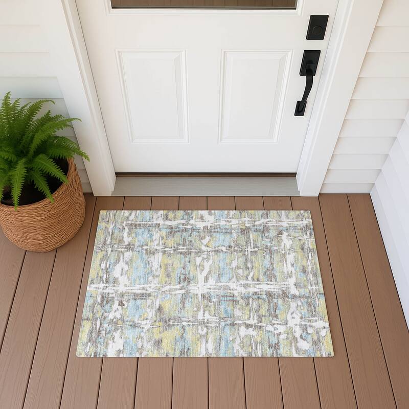 Machine Washable Indoor/ Outdoor Casual Fowler Chantille Rug - Ivory - 1'8" x 2'6"