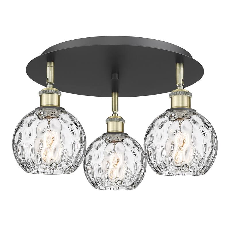 Innovations Lighting Athens Water Glass - 3 Light 18" Flush Mount
