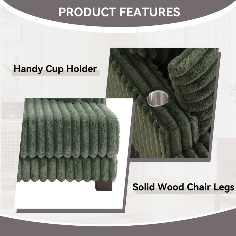 41.7" W Upholstered Plush Corduroy Chaise Lounge with Pillows