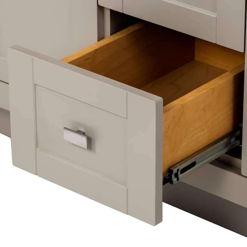 Spring Mill Cabinets Lonsdale 60.5" Double Bathroom Vanity With 6 Drawers and White Sink Top