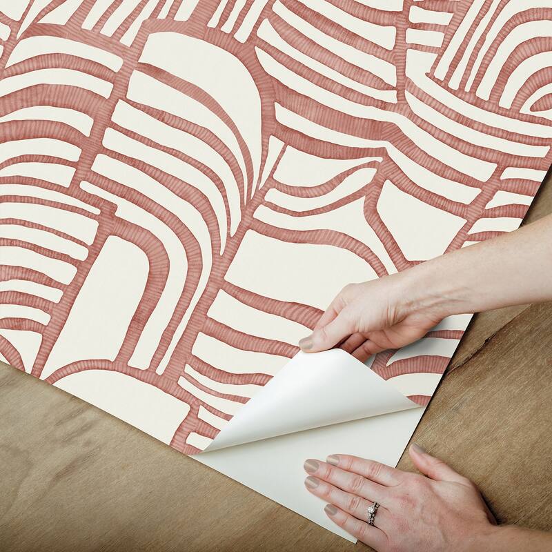 Featherwork Red Premium Peel and Stick Wallpaper