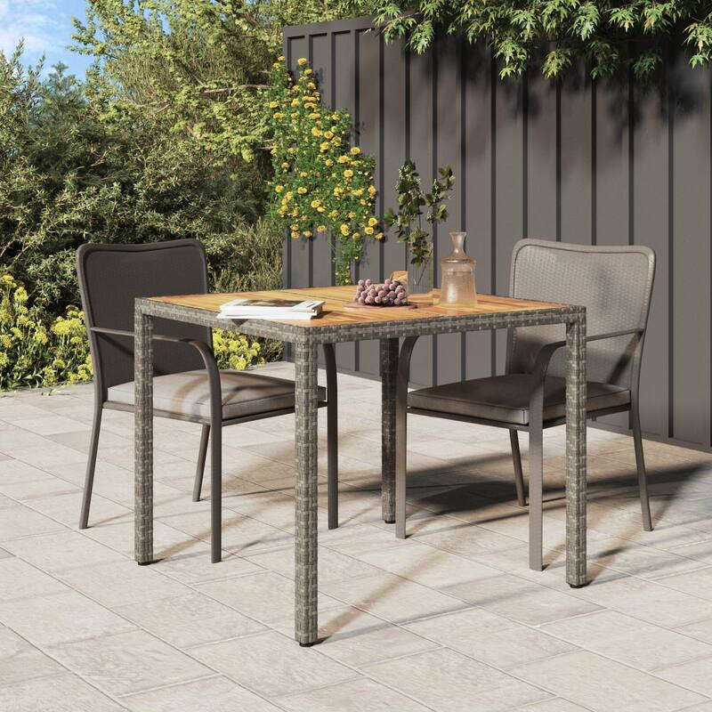 vidaXL Solid Wood Acacia Patio Table Desk Furniture Black/Gray Multi Sizes - Grey and Natural 35.4 x 35.4 x 29.5 in