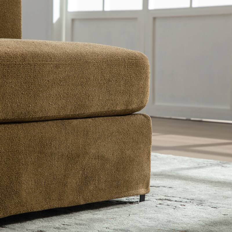 56.3"W Modern Chenille linen Loveseat Sofa,Sofa Bed with Pillows&Metal Legs