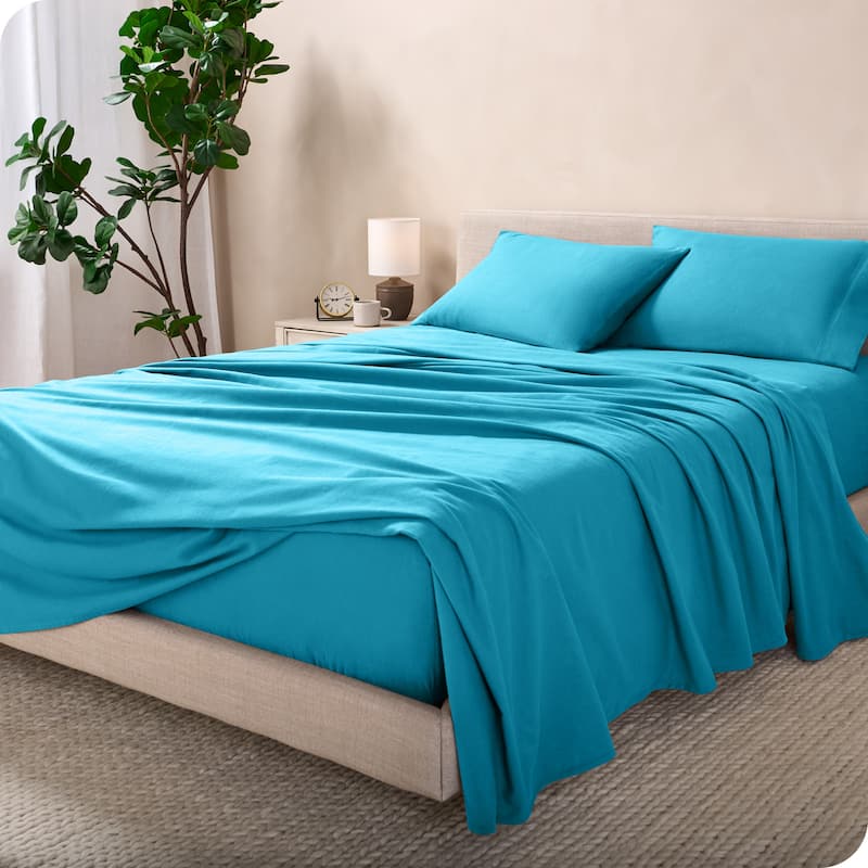 Bare Home Cotton Flannel Sheet Set - Velvety Soft Heavyweight - Twin XL - Aqua