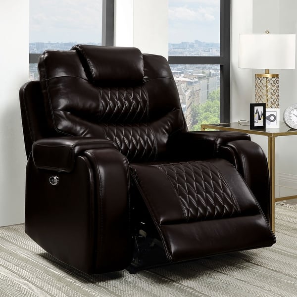 Shop Furniture Of America Baxe Transitional Faux Leather Recliner On Sale Overstock 30978139 Brown
