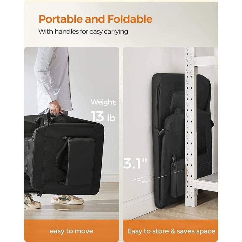 Black Portable Collapsible Pet Crate with Metal Frame and Handle, Storage Pockets