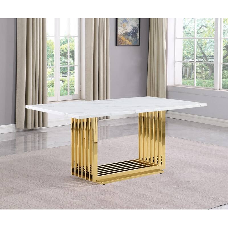 Best Quality Furniture D310/1-SC330-7 Dining Set with 68" White Marble Top