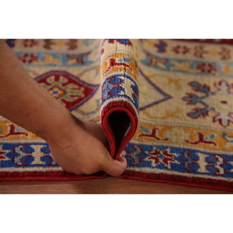 Red Kazak Living Room Area Rug Handmade Wool Carpet - 6'5" x 9'9"