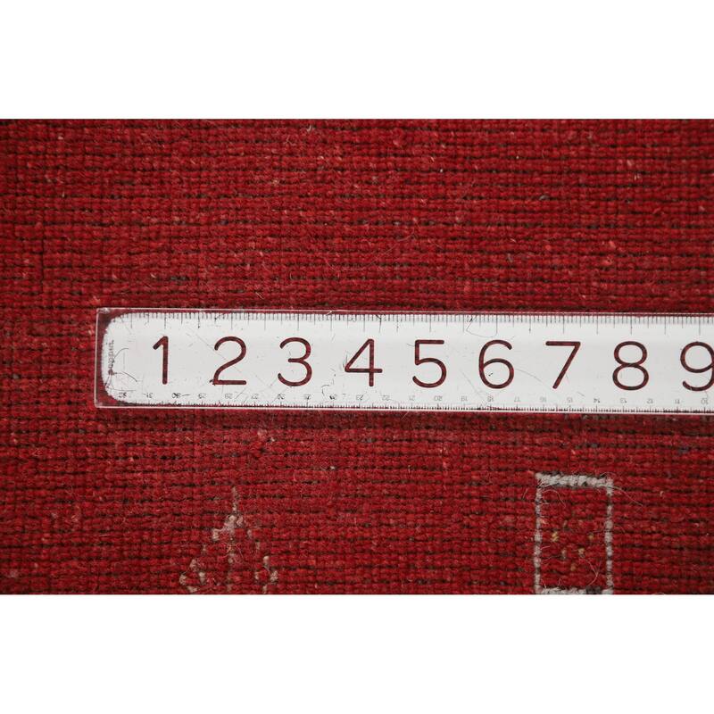 Hand Knotted Oriental 100% Wool Carpet Tribal Tribal Red Gabbeh Area Rug - 9' 9'' X 6' 8''