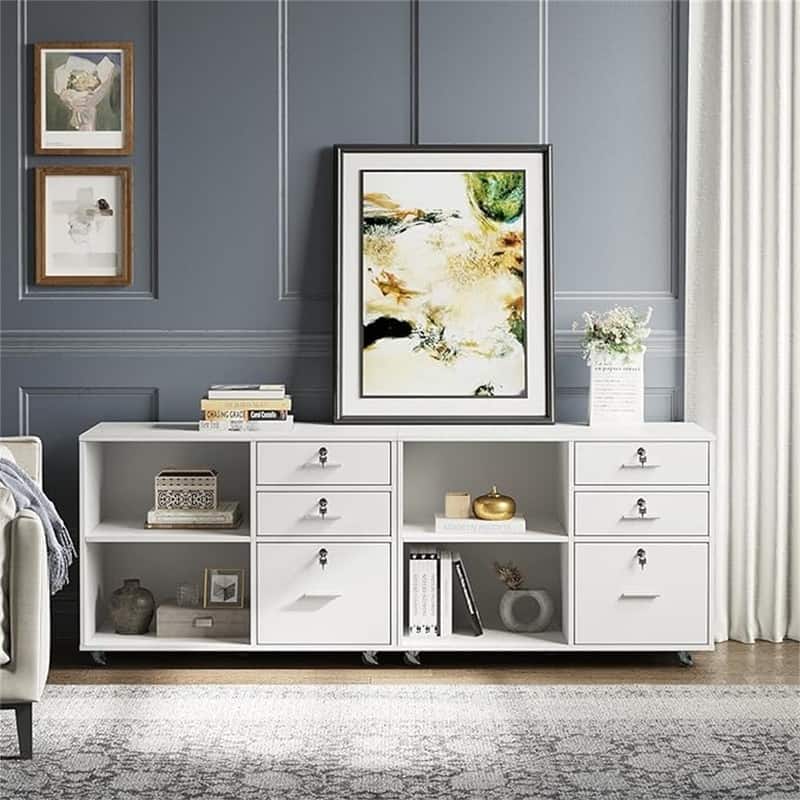 Wood File Cabinet 3 Drawer - 15.6"D x 35"W x 25.6"H