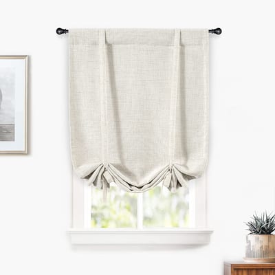 DriftAway Blackout Linen Textured Solid Basic Room Darkening Thermal Insulated Tie Up