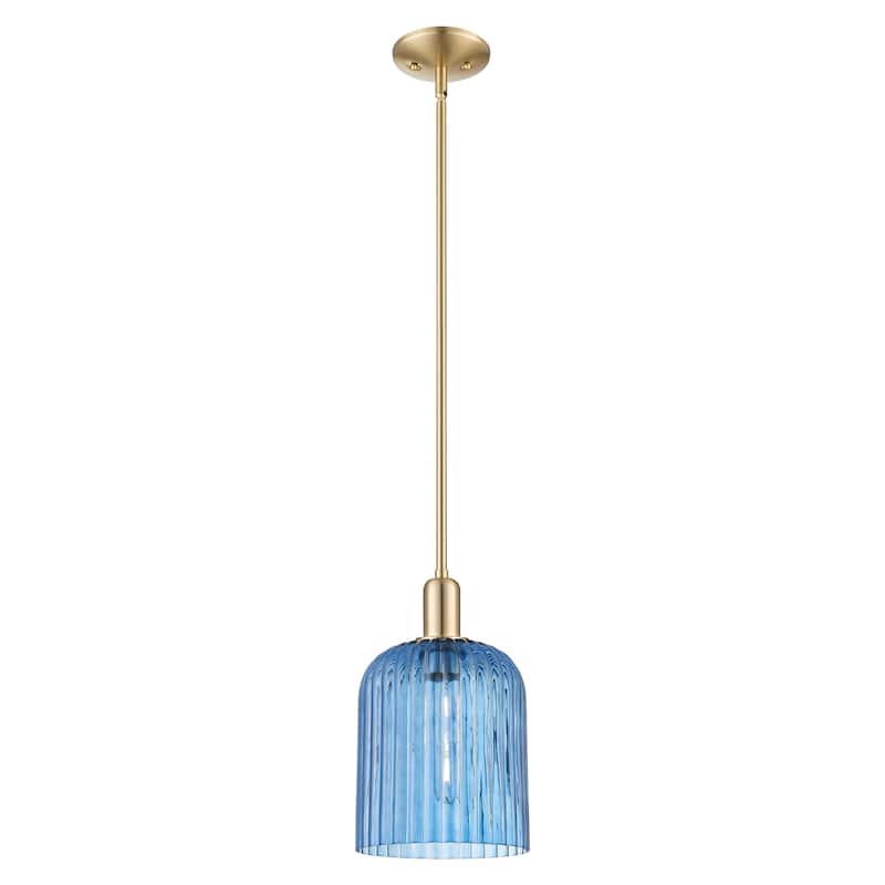 Innovations Lighting Endless Possibilities Arcadia - Bridal Veil - 1 Light 8" Stem Hung Mini Pendant - Princess Blue/Champagne Bronze