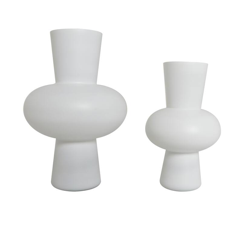 Black or White Glass Trumpet Vase with Wide Rounded Center (Set of 2)