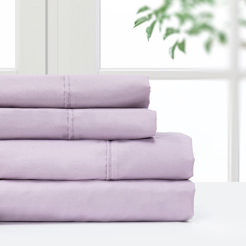 Pointehaven Microfiber Printed and Solid Luxury sized Sheet Set - King - Lavender