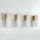 preview thumbnail 5 of 4, Sutton 4-light Soft Gold Bath/ Vanity Fixture w/ Soft White Glass