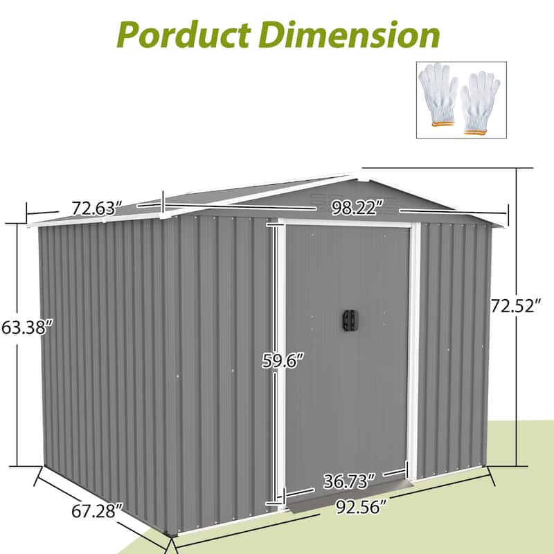 GDFStudio - Evelyn Spacious Outdoor Waterproof Tool Storage Shed with Durable Metal Frame