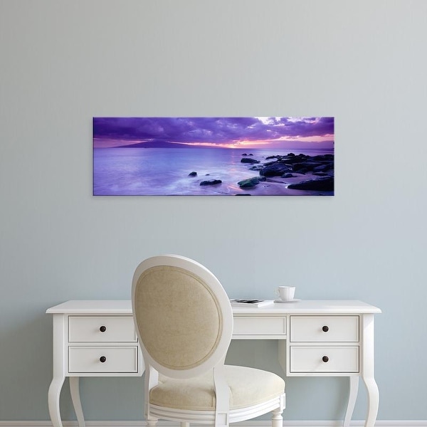 Easy Art Prints Panoramic Images's 'Rocks on coast at sunset, Maui, Hawaii, USA' Premium Canvas Art