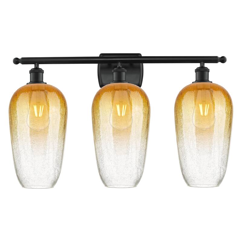 Innovations Lighting Endless Possibilities Ballston - Brookhaven Flute - 3 Light 27" Bath Vanity Light - Matte Black/Amber