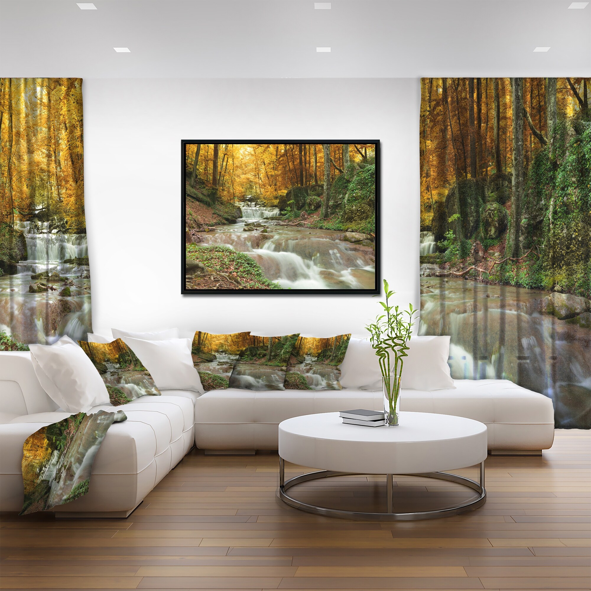 Designart-'Forest-Waterfall-