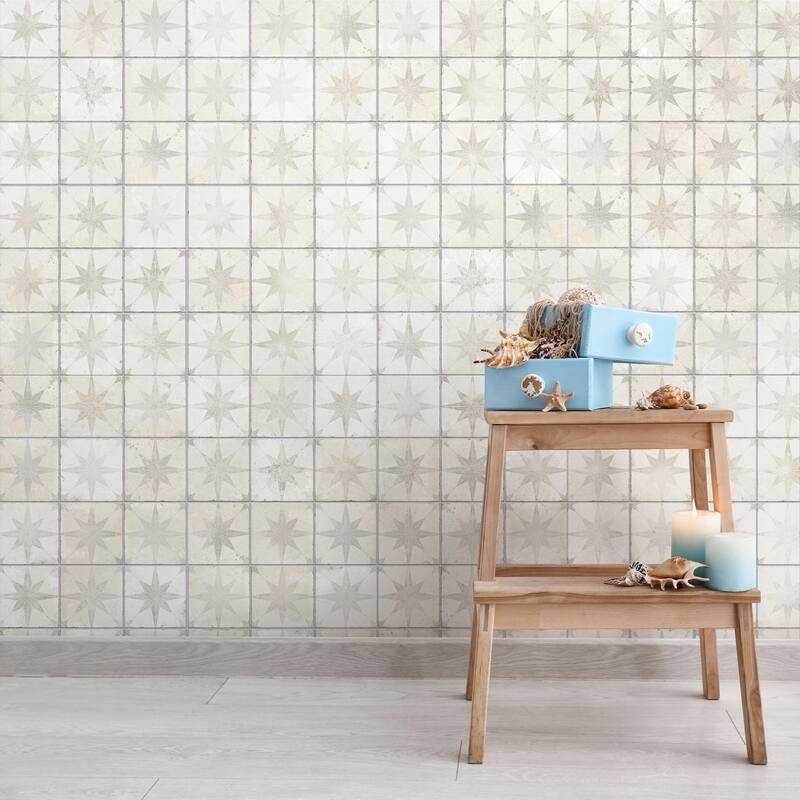 Merola Tile Harmonia Kings Star White 13" x 13" Ceramic Floor and Wall Tile