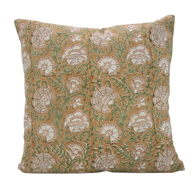 Fabdivine Hand Block Print Cushion Soft Linen Pillow Cover, Sonakshi