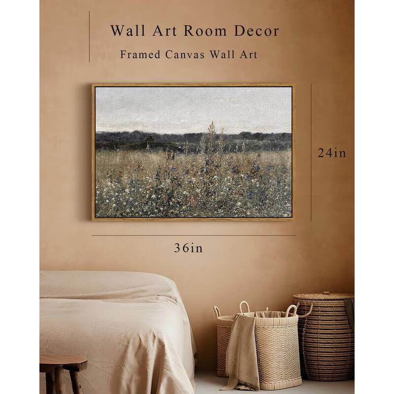Wildflower Field Vintage Wall Art Canvas Prints