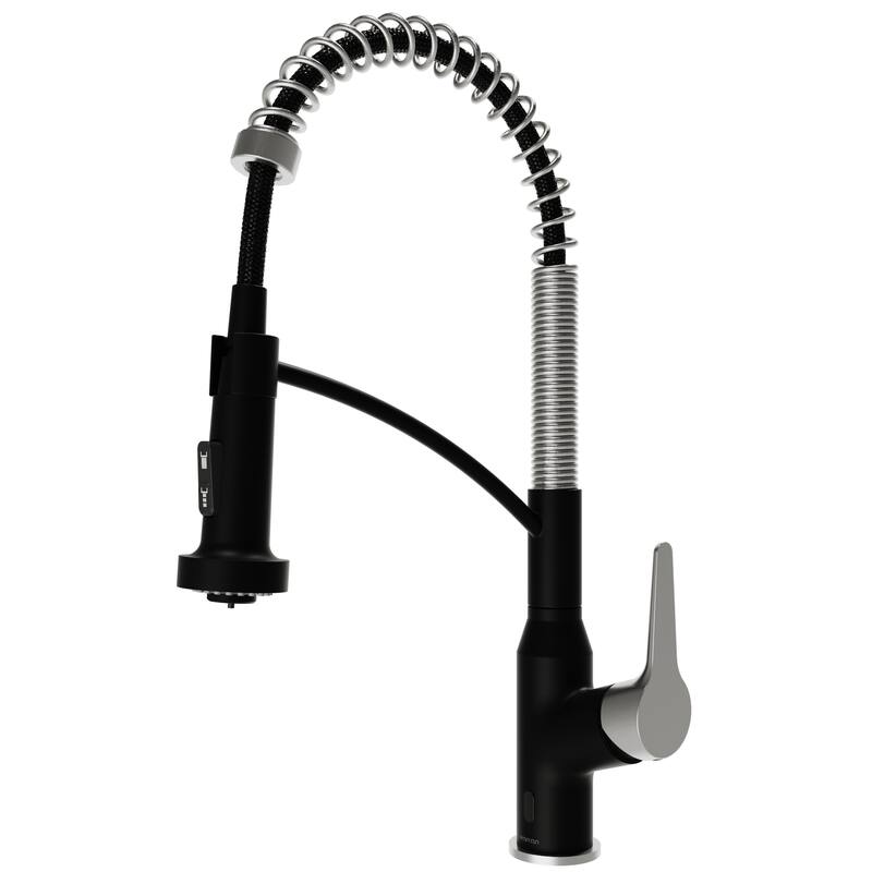 Karran Scottsdale Single-Handle Pull-Down Sprayer Touchless Kitchen Faucet - Matte Black and Spot-Free Stainless Steel