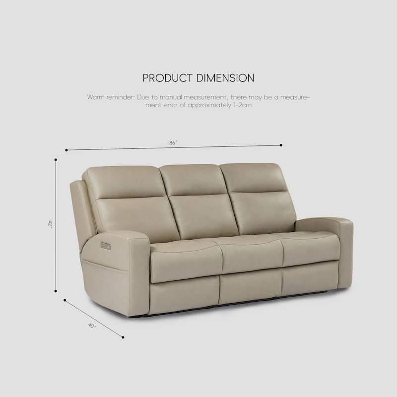 86''W Genuine Leather Triple Power Reclining Sofa with Power Headrest and Power Lumbar